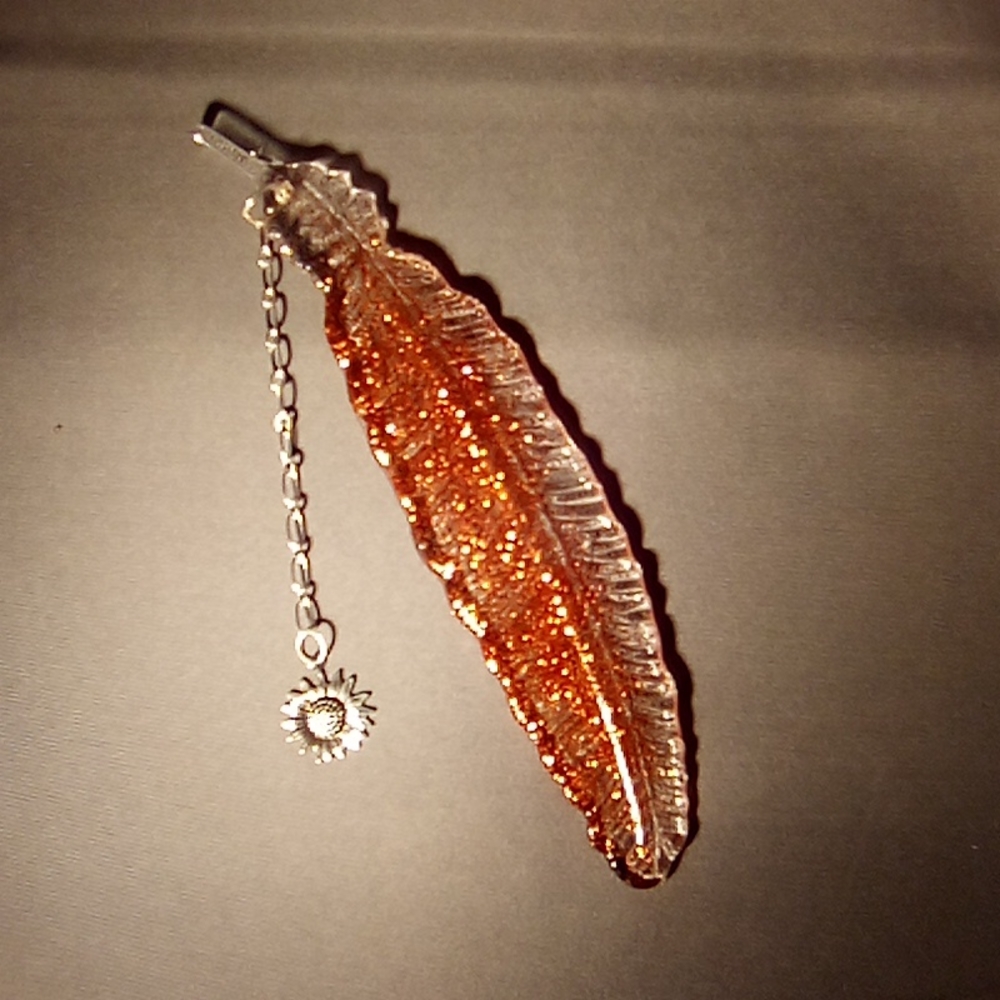 Hand Made Resin Bookmark With Sunflower Charm.